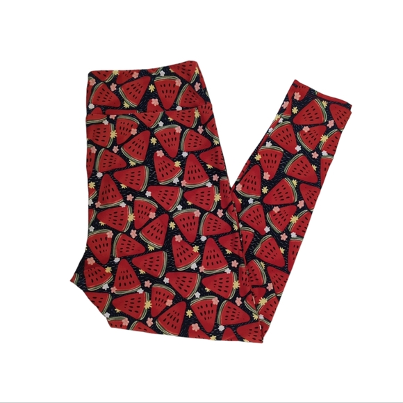 LulaRoe Watermelon Leggings TC2 Red Pattern - Picture 2 of 11